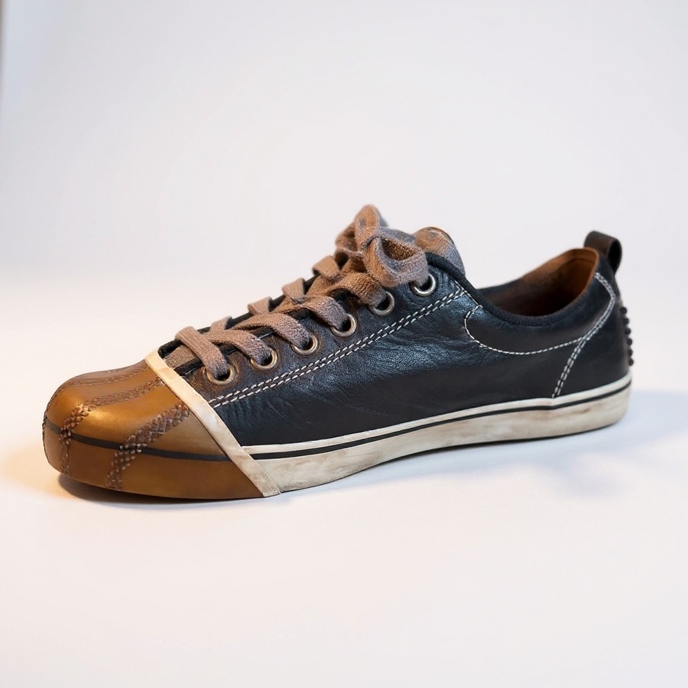 Sorel Women's Black Leather Duck Toe Lace Up Casual Sneakers Shoes 8.5